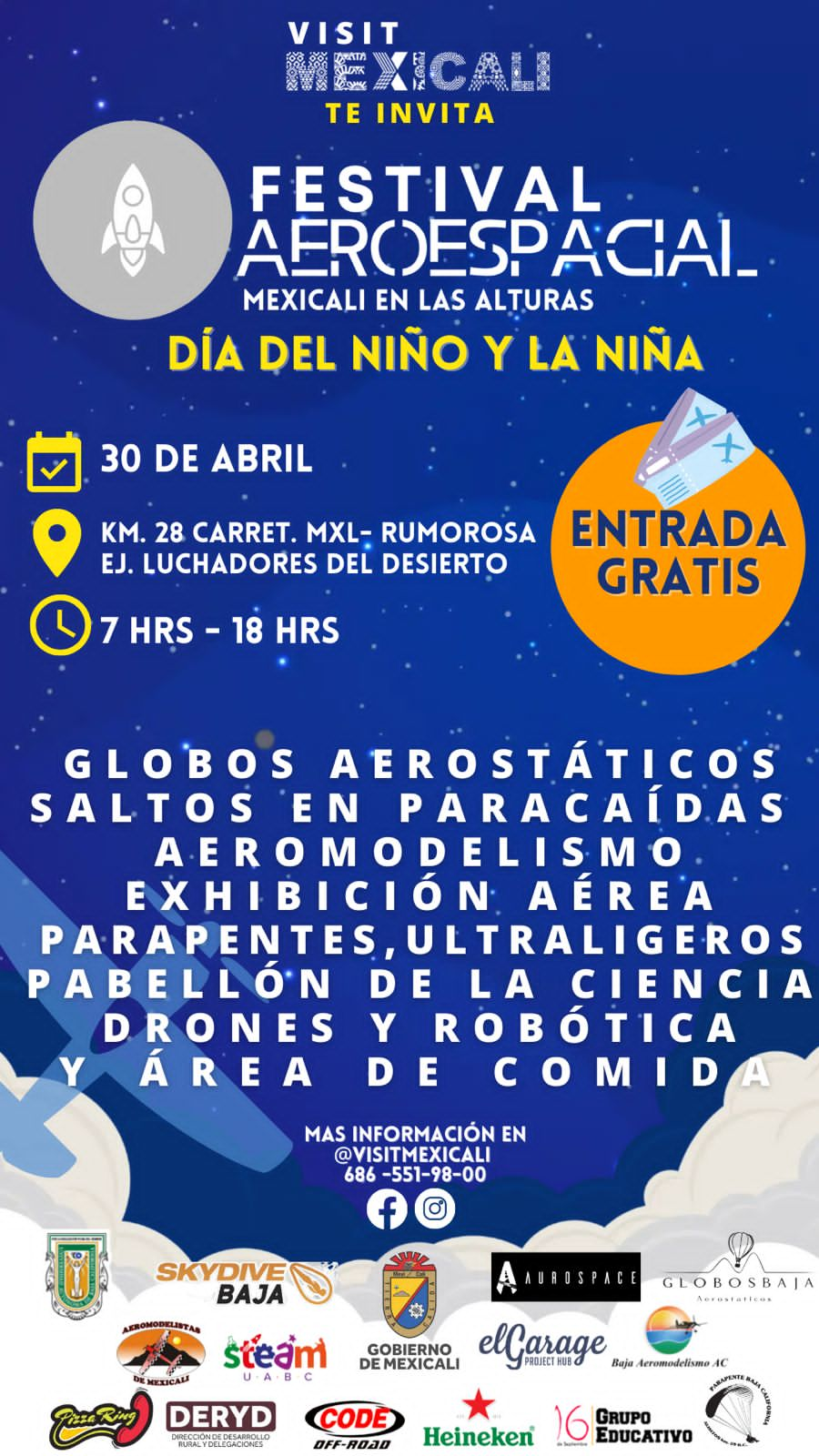 INVITAN A NIÑAS Y NIÑOS AL FESTIVAL AEROESPACIAL “MEXICALI EN LAS ALTURAS”