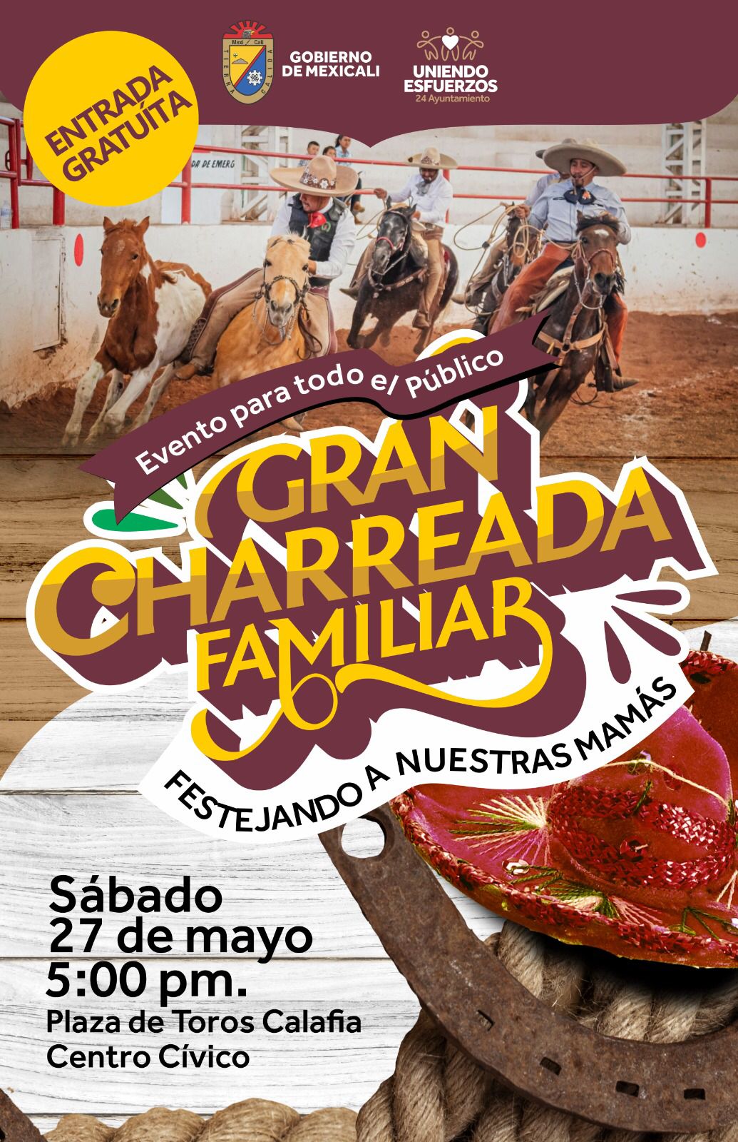 ESTE SÁBADO GRAN CHARREADA FAMILIAR EN PLAZA DE TOROS CALAFIA