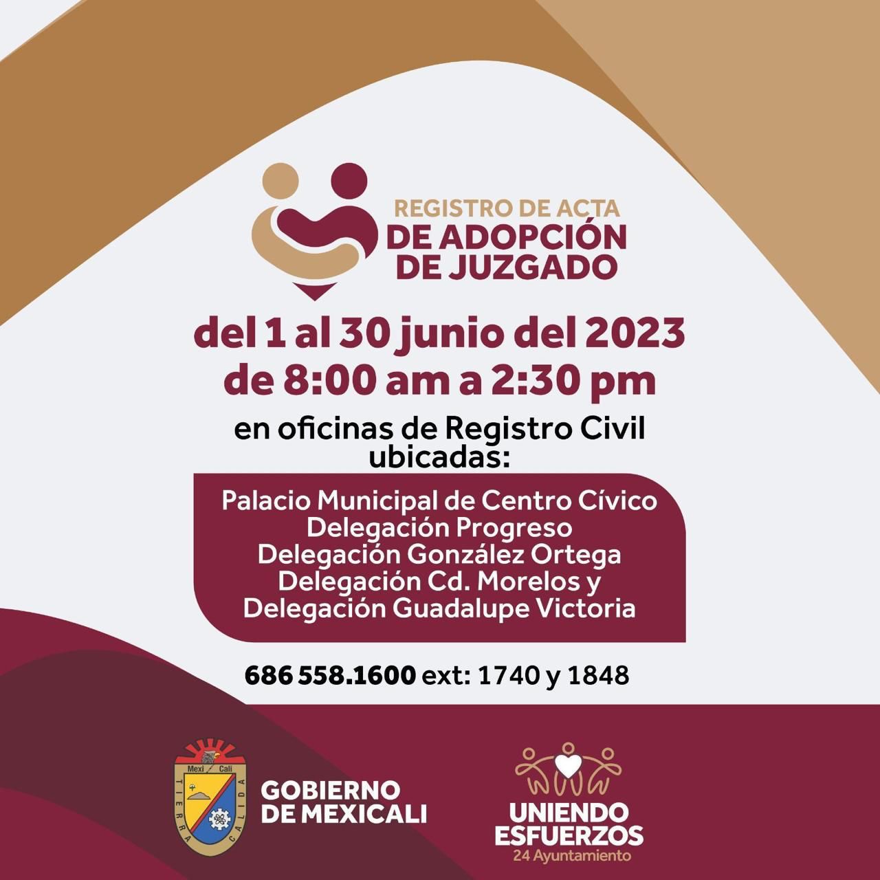 DURANTE EL MES DE JUNIO GOBIERNO MUNICIPAL BRINDARÁ GRATIS EL REGISTRO DE ADOPCIÓN DE JUZGADO